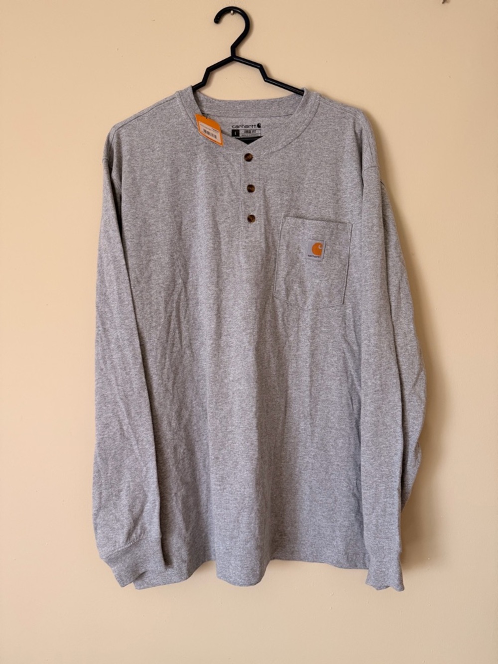 NWT Carhartt Long Sleeve Henley Shirt - Light Gray
